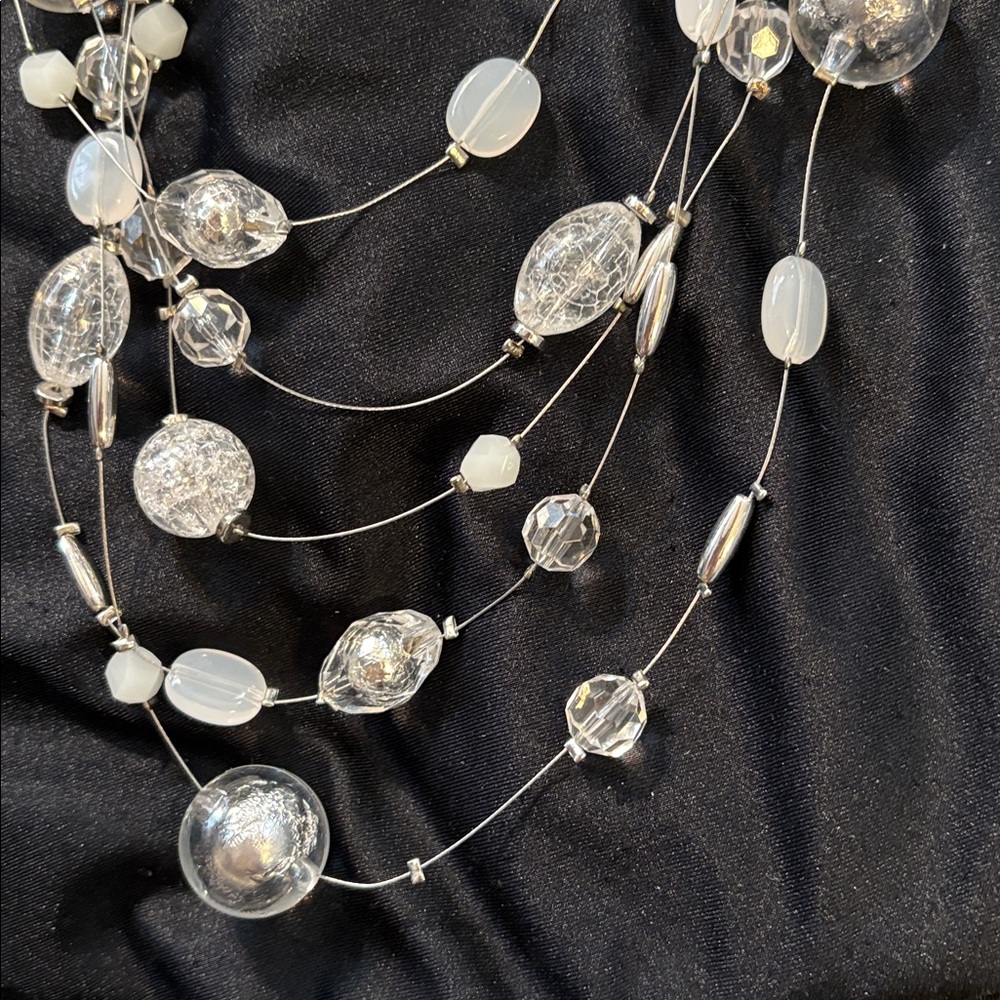 Chico’s Multi-Strand Clear Bead Statement Necklace - image 3